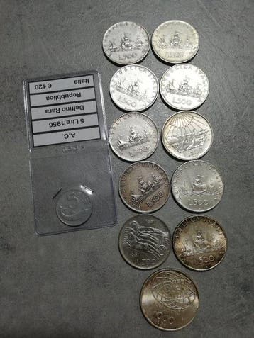 Italië. Album con collezione parziale lire - inclusi argenti