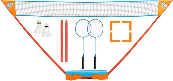 Get &amp; Go Badminton Set - Met Koffer - Blauw/Oranje - 295, Sport en Fitness, Badminton, Zo goed als nieuw, Verzenden
