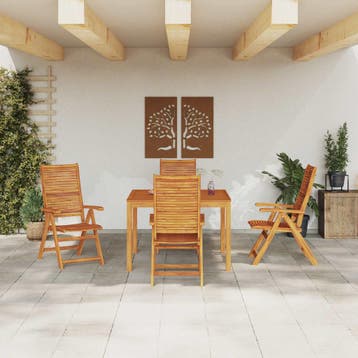 vidaXL Tuin Eettafel Set 5 st Bruin Massief Acacia Hout, Verzenden, Nieuw