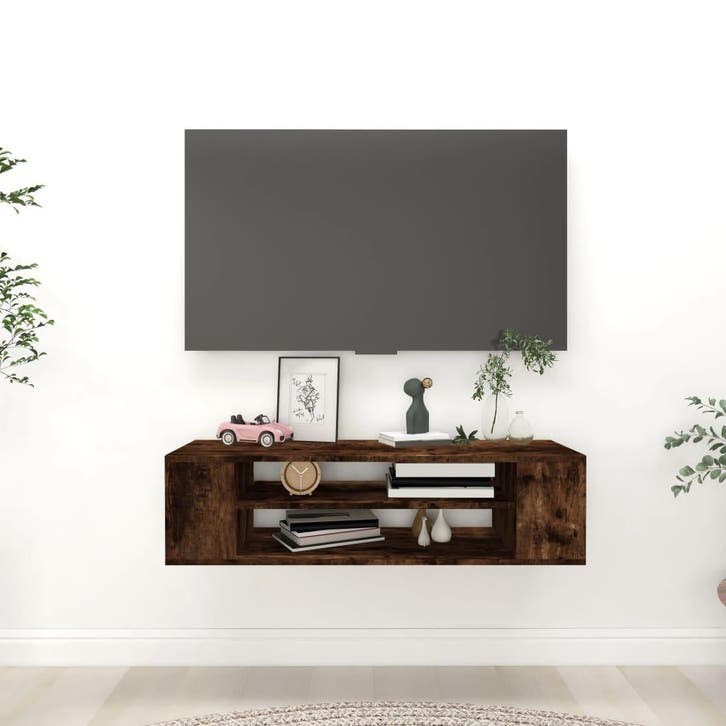 vidaXL Tv-hangmeubel 100x30x26,5 cm bewerkt hout gerookt, Maison & Meubles, Armoires | Mobilier de télévision, Envoi