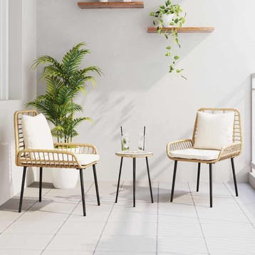 vidaXL Tuin Eettafel Set 3 st Bruin en Crème poly rattan, Verzenden