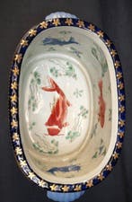 Bloempot - Porselein - handgeschilderd emaille goudkleurig, Antiek en Kunst