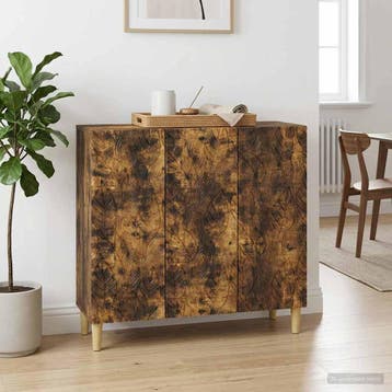 vidaXL Dressoir Gerookt eiken 89 x 34,5 x 80 cm Bewerkt hout, Huis en Inrichting, Verzenden, Nieuw