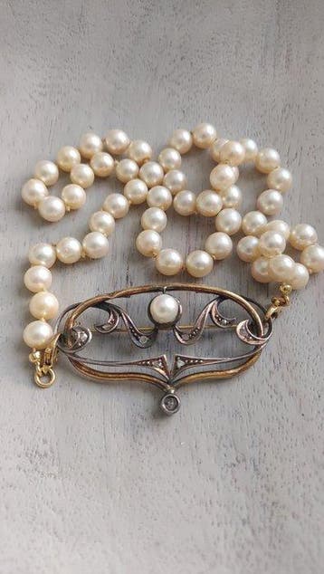 Collier - 18 carats Or jaune Perle - Perle, Bijoux, Sacs & Beauté