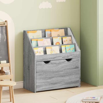 vidaXL Kinderboekenplank Grijs Sonoma 60 x 29,5 x 69 cm, Maison & Meubles, Accessoires pour la Maison | Porte-journaux & Porte-revues