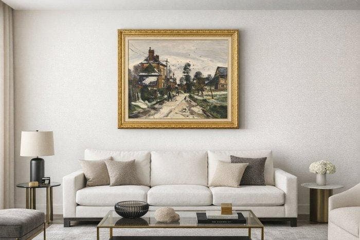 Gaston Sebire (1920-2001) - Manoir et chemin sous la neige, Antiquités & Art, Art | Peinture | Classique