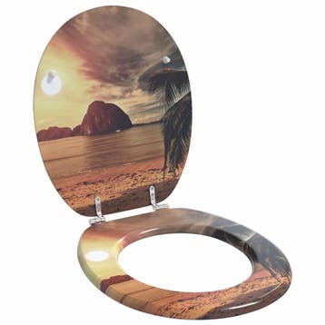 vidaXL Toiletbril Oranje 44 x 38 cm Bewerkt hout, Verzenden
