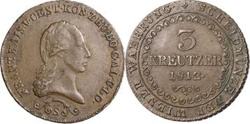 3 Kreuzer 1812, Kaiserreich Österreich Franz I 1804-1835, Postzegels en Munten, Verzenden, België
