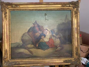 Italiaanse school (XIX) - Paesaggio con personaggi