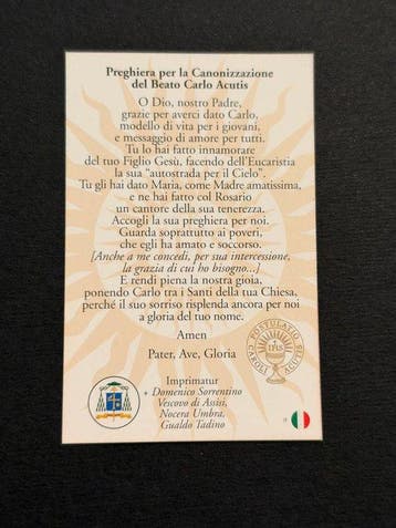 Relique - Papier, Coton - 2025 - San Carlo Acutis, Assisi