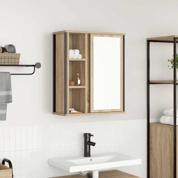 vidaXL Badkamerwandkast met spiegel 50x21x60 cm sonoma, Huis en Inrichting, Tafels | Kaptafels, Verzenden, Nieuw