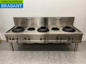 Table wok en acier inoxydable wok cooker 5 brûleurs 100,9 kW, Verzenden