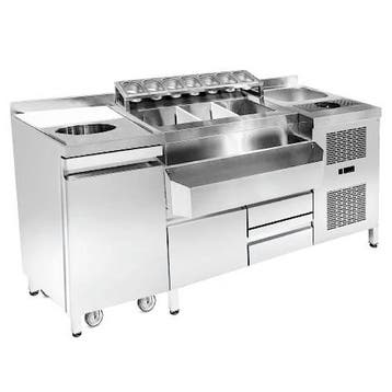Bar-/Cocktailstation (Gekoeld) | RVS | 3 Gekoelde Laden, Verzenden