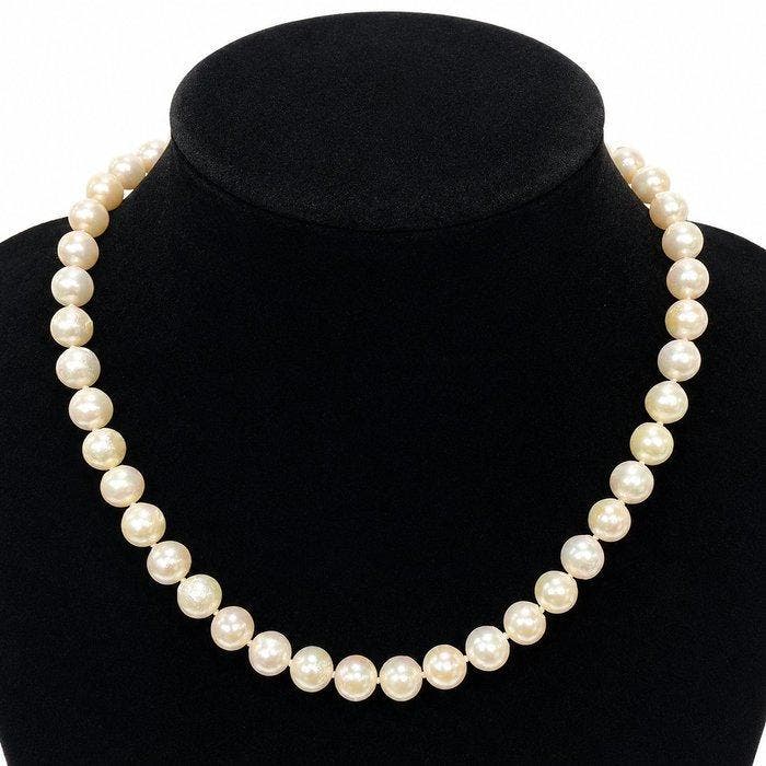 Zonder minimumprijs - Halsketting Zilver Parel - Akoya, Handtassen en Accessoires, Kettingen