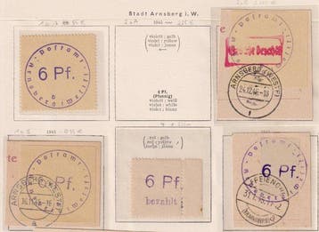 Allemagne 1945 - Collection de timbres locaux dArnsberg de