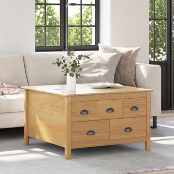 vidaXL Salontafel met lade HILL Honing bruin 79,5 x 79,5 x, Verzenden, Nieuw