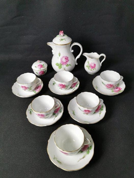 Meissen - Rosa rossa - Servizio da moka - 1.Wahl - XX secolo, Antiquités & Art, Antiquités | Meubles | Tables