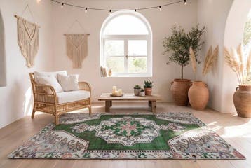 Groene vintage - Vloerkleed - 220 cm - 130 cm -, Nieuw