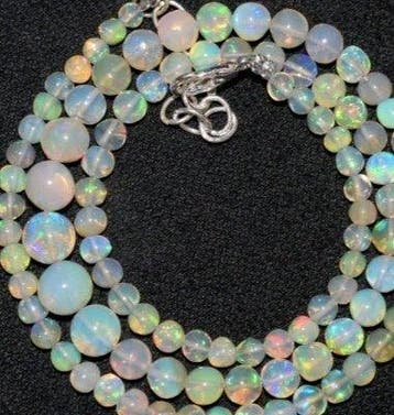 Opaal Ketting A++ Opal Fire Ronde Parels- 10 g - (1)