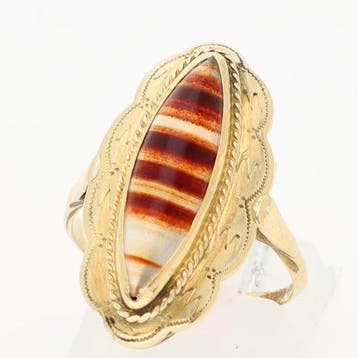 Bague - 14 carats Or jaune - 2.40ct. tw. - Agaat