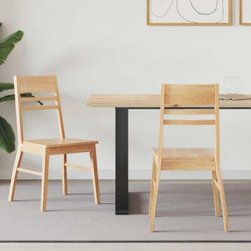 vidaXL Eetstoelen 2 st Massief Rubberhout Naturel 43 x 54 x, Verzenden, Nieuw