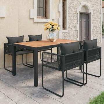 vidaXL 5-delige Tuinset PVC-rattan zwart en bruin, Verzenden, Tuinset
