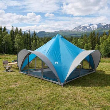 vidaXL Tipi Tent 18.0-persoons Blauw Polyester en Staal, Verzenden