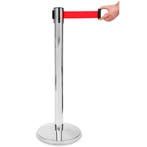 Afzetpaal | PREMIUM | Verchroomd | Incl. Afzetlint (Rood) |, Verzenden