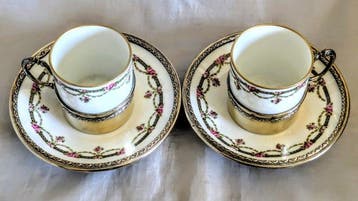 Limoges - Kop en schotel (4) - .950 zilver - Set van twee, Antiek en Kunst