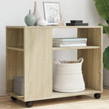 vidaXL Bijzettafel met wieltjes 70x35x60 cm hout sonoma, Maison & Meubles, Verzenden