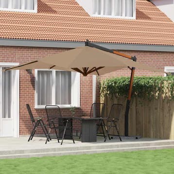 Zweefparasol taupe: Stijlvolle design-look in je tuin voo..., Tuin en Terras, Gebruikt, Verzenden, 2 tot 3 meter, Zweefparasol