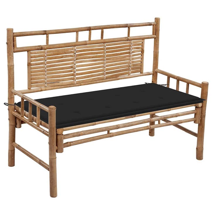 vidaXL Tuinbank met kussen 120 cm bamboe, Tuin en Terras, Tuinsets en Loungesets, Nieuw, Verzenden