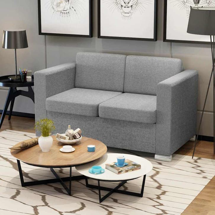 vidaXL Tweezitsbank / zetel stof lichtgrijs, Huis en Inrichting, Zetels | Zetels, Nieuw, Verzenden