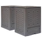 vidaXL Compostbakken 2 st 600 L 60x60x83 cm kunststof rattan, Tuin en Terras, Verzenden, Nieuw