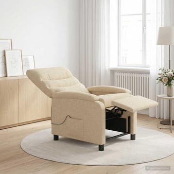 vidaXL Massage Relaxstoel Crèmekleurig Stof, Verzenden
