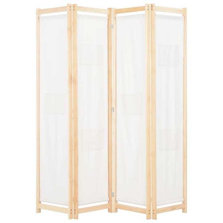 vidaXL Kamerscherm met 4 panelen 160x170x4 cm stof crème, Maison & Meubles, Accessoires pour la Maison | Autre, Envoi