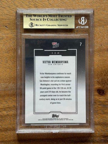 2024/25 Topps Topps Now Victor Wembanyama 7 Graded card -