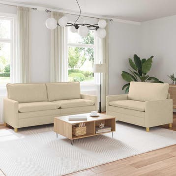 vidaXL bank / zetelstel 2 st Crèmekleurig Stof, Verzenden, Nieuw
