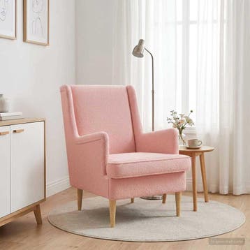 vidaXL Fauteuil Roze Bouclé, Verzenden