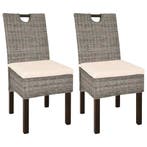 vidaXL Eetkamerstoel Kubu 2 stuks rattan mangohout, Verzenden, Nieuw