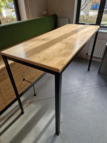 Hoge tafel 180x70x110 cm massief houten blad stalen, Ophalen of Verzenden, Nieuw in verpakking