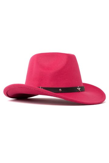 KIMU® Cowboyhoed Roze Wolvilt Ster Roze Cowboy Western Hoed, Ophalen of Verzenden, Nieuw