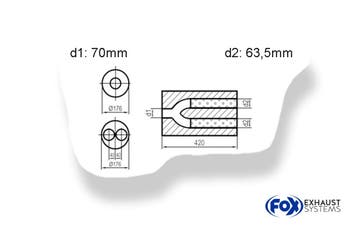 FOX Universele geluiddemper, rond, dubbele stroom met slangu, Verzenden, Nieuw
