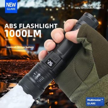 Tactische Zaklamp - 2000 Lumen LED Schijnwerper met Zoom, Verzenden