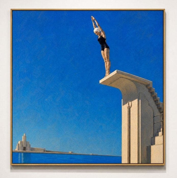 Le Yack - The Diver - Hand signed, Antiek en Kunst, Antiek | Overige Antiek