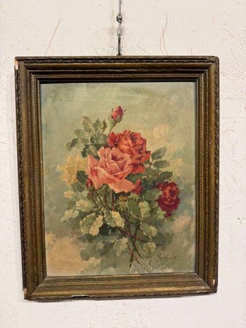Scuola italiana (XIX-XX) - Rose, Antiek en Kunst