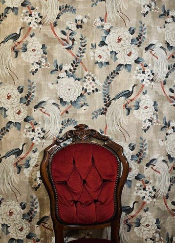 Stof Imperial Garden birds originele chinoiserie
