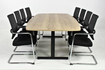 Vergadertafel BOOTVORMIG model, 260x120 cm natuur, Zakelijke goederen, Kantoor en Winkelinrichting | Kantoormeubilair en Inrichting