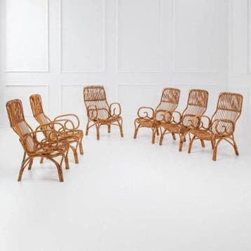 Fauteuil - Bambou - Ensemble de six fauteuils de