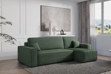 Slaapbank Ribstof Karlo Groen | Universeel | €449,-, Huis en Inrichting, Verzenden, Blauw, Overige maten, Overige maten